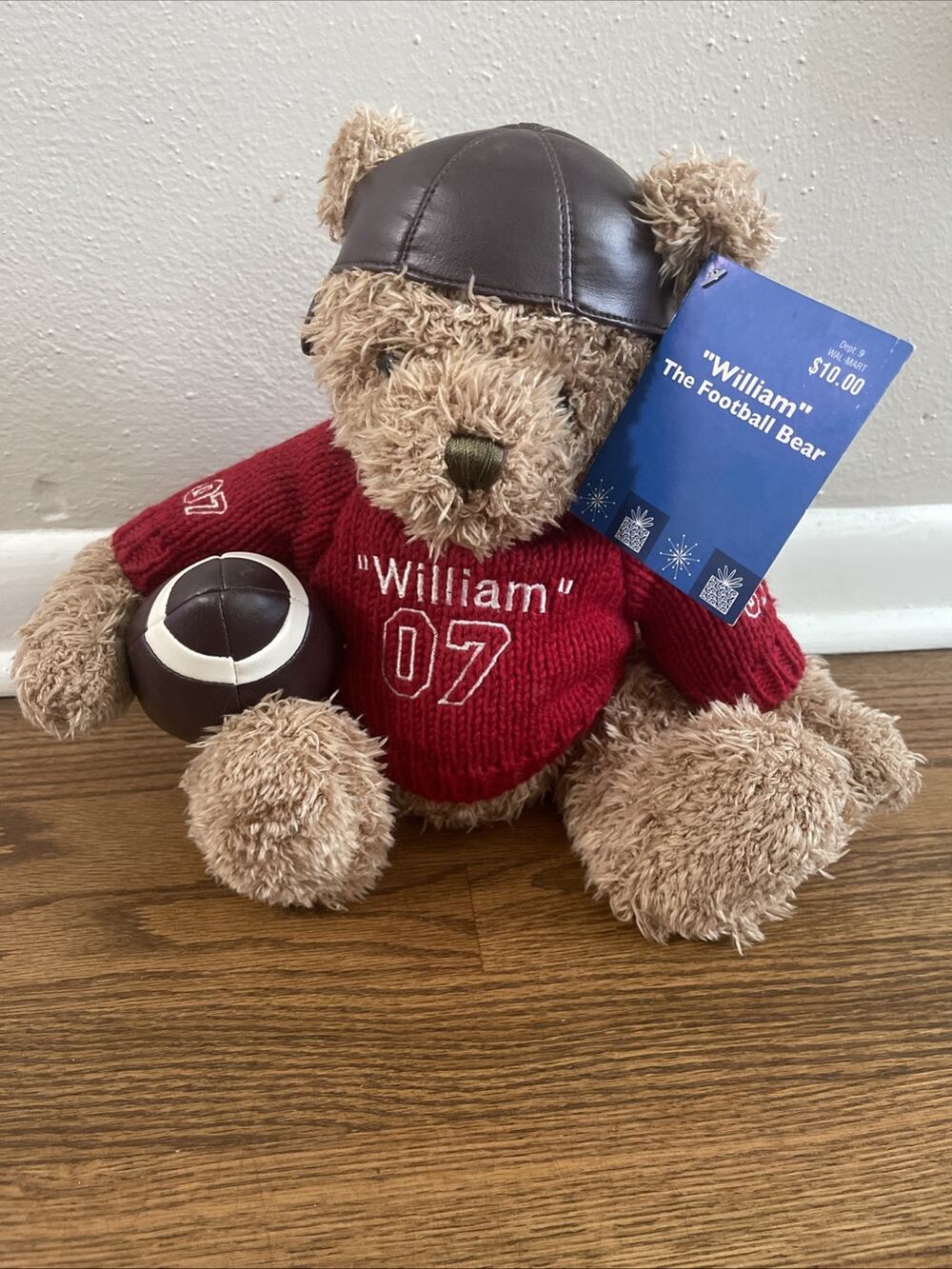 Vintage Wal-Mart William The Football Bear Teddy Bear Plush Red Sweater #7 NWT